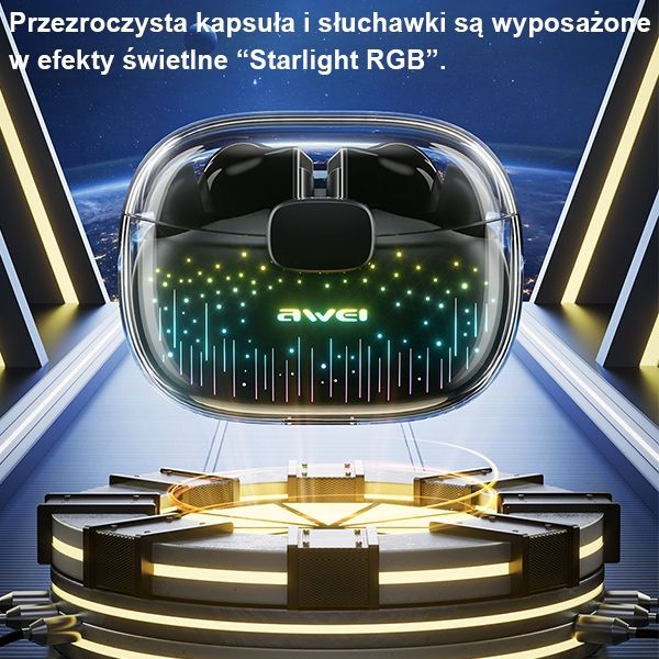 AWEI słuchawki Bluetooth 5.3 T52 Pro2TWS + stacja dokująca czarny/black