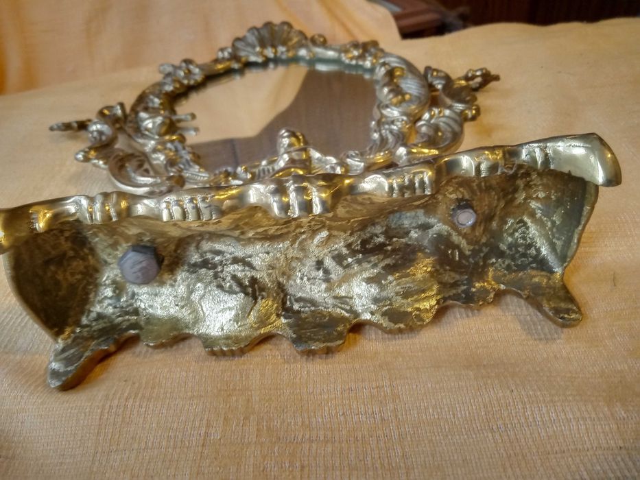 Lustro mosiężne toaletowe uchylne mosiądz antyczny