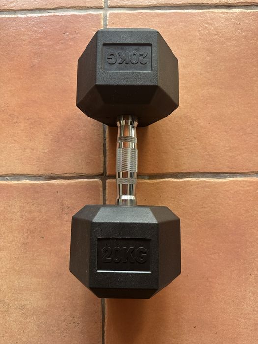 Halter hexagonal de 20 Kg novo revestido a borracha