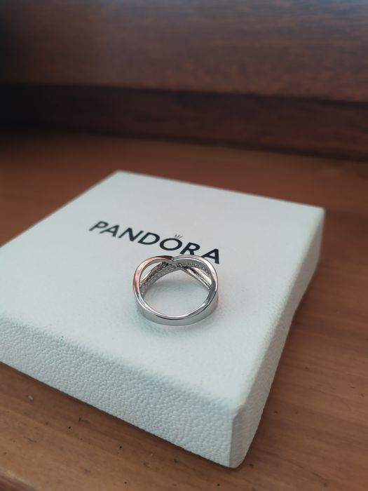 Pierścionek pleciony jak Pandora Apart dwukolorowy ok 16mm średnica we