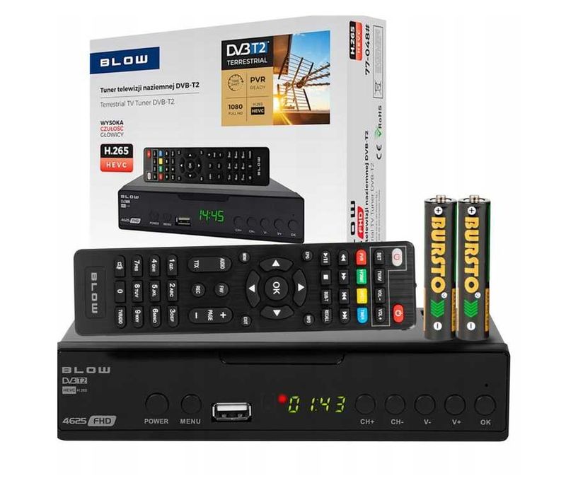 Tuner dekoder DVB-T2 TV naziemnej H.265 HEVC FULL HD usb hdmi pilot