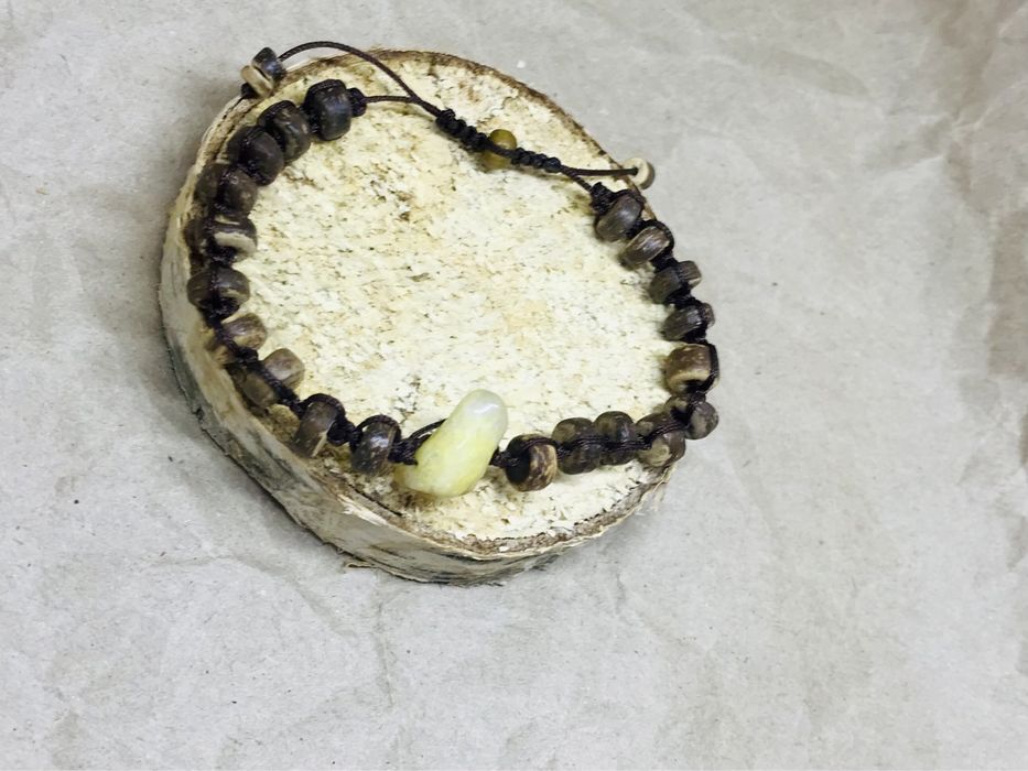 Biżuteria męska,bransoletka męska handmade duży Cytryn i łupina kokosa