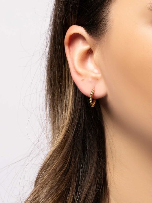 Złote kolczyki 585, koła z kuleczek 15 mm