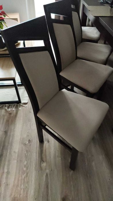 Krzesło/ krzesła do jadalni 10sztuk ciemny brąz z beżem