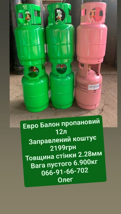 Продам пропановые баллоны 12л 27л 50л заправленные Днепр