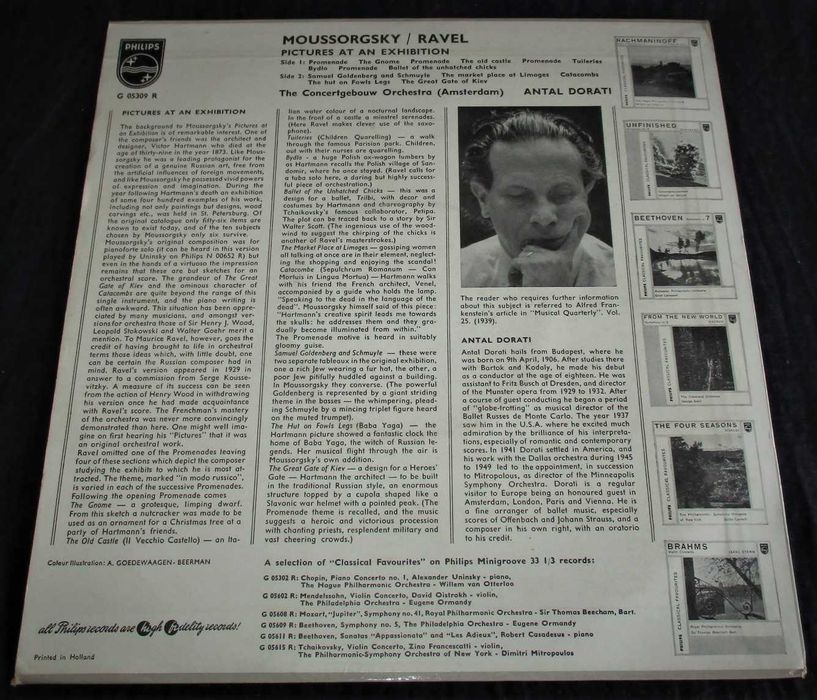 Vinil LP Moussorgsky / Ravel The Concertgebouw Orchestra Antal Dorati