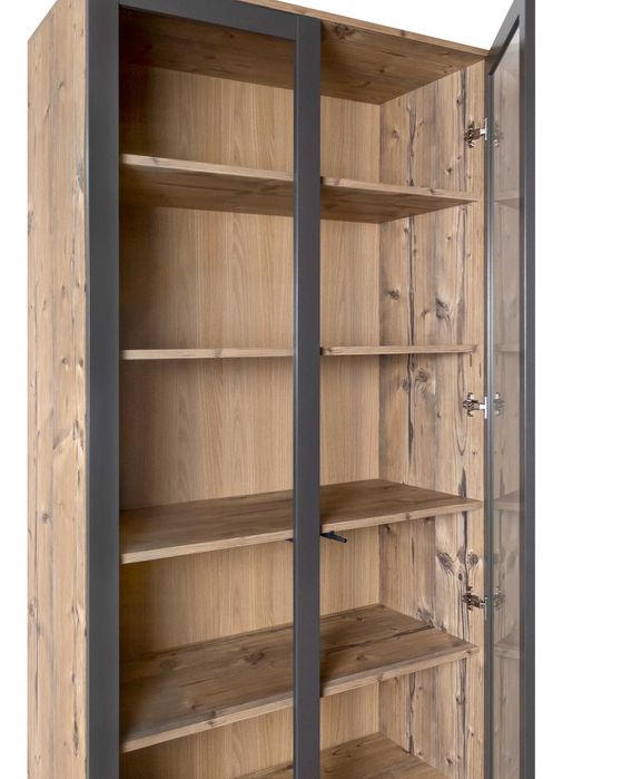 Witryna przeszklona wysoka do salonu 79,5 × 40 × 206,4 cm