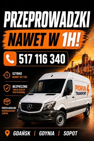 Transport DZIŚ !Przeprowadzki Gdańsk Gdynia Sopot 24h  Wnoszenie Mebli Czyszczenie mieszkań  Doświadczona Ekipa  Nawet w 1 H!  Tró