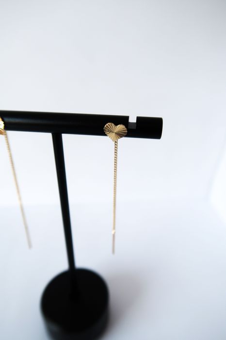 Złote Wiszące Kolczyki Serca | Próba Złota 585