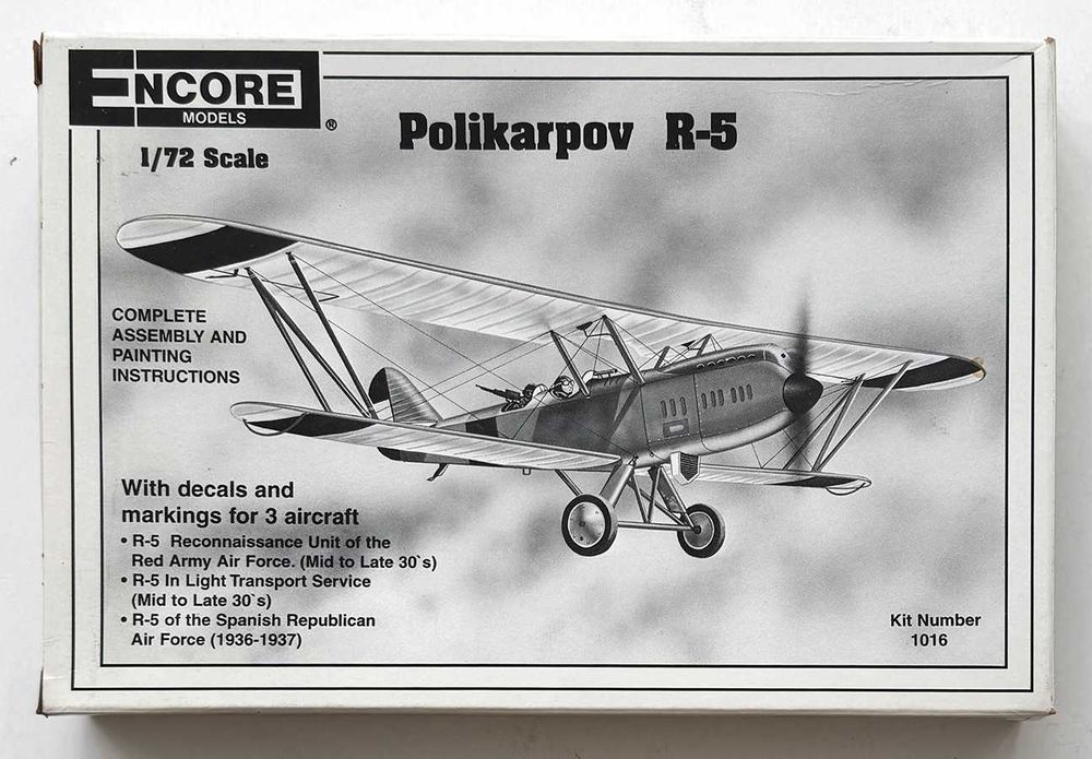 Encore models_Polikarpov R-6. ESc.1:72.  Completo e como novo.