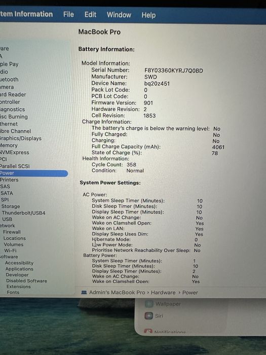 MacBook Pro 13 2020 I7 2.3 / 16gb / 512ssd 358 циклів