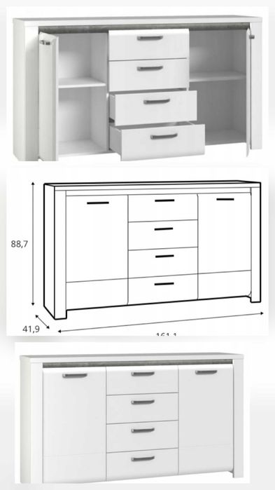 komoda oraz witryna ze szkłem