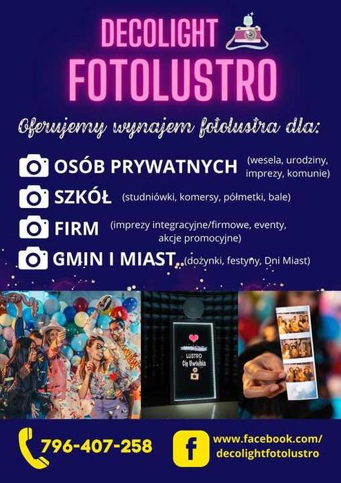 FOTOLUSTRO fotobudka FOTOGRAF dekoracja atrakcja na wesele FB