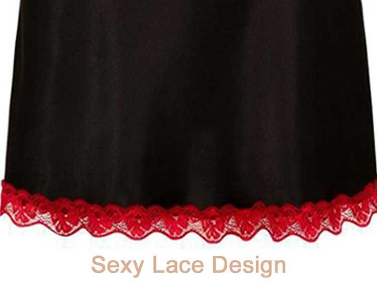 Damska seksowna koszula nocna satyna jedwabna czarna rozmiar L