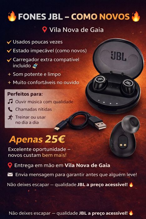 Fones sem fios ( marca jbl)