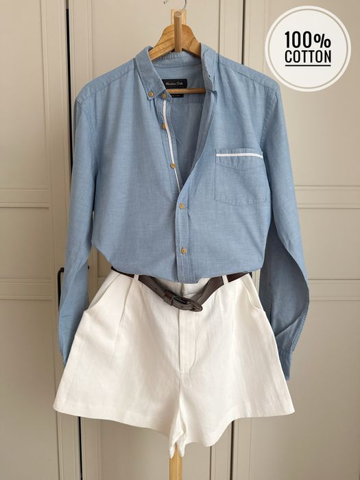 Niebieska luzna bawelniana koszula Massimo Dutti