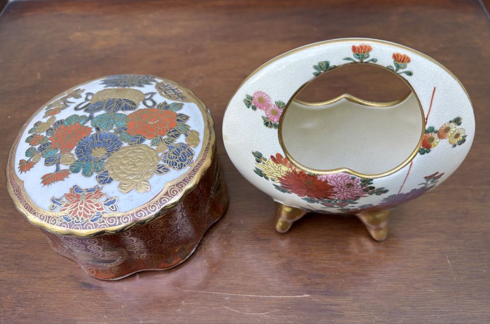 Caixa e Cesto Porcelana Chinesa dourada
