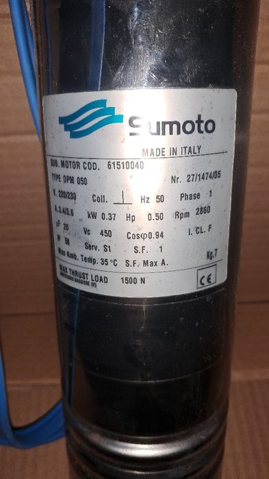 Двигун Sumoto F3-11 0.37 свердловиного  насоса