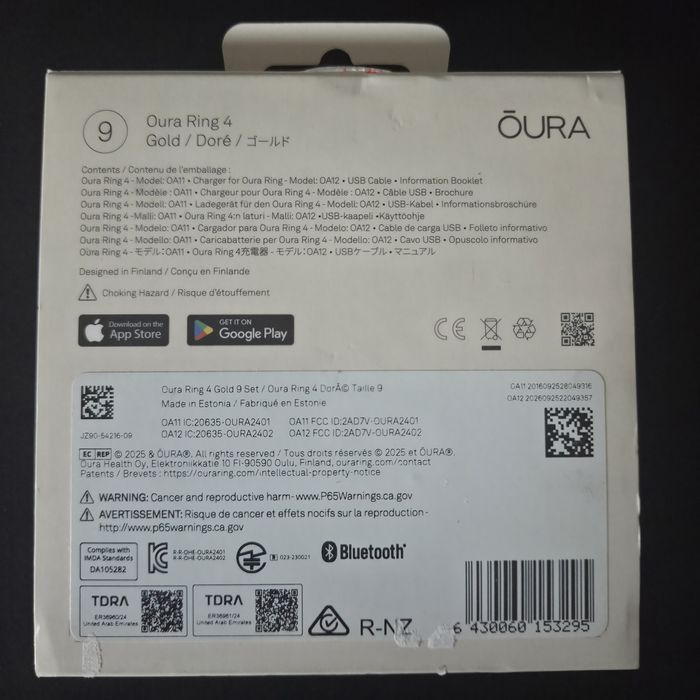 Oura Ring 4 - Dourado/Gold - Tamanho 9 (Como Novo)