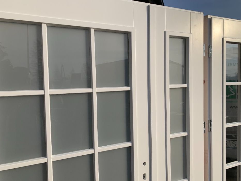 Drzwi drewniane wewnętrzne białe dwuskrzydłowe KRIS francuskie RAL9016