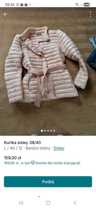 Kurtka ocieplana puchem sisley 38/40
