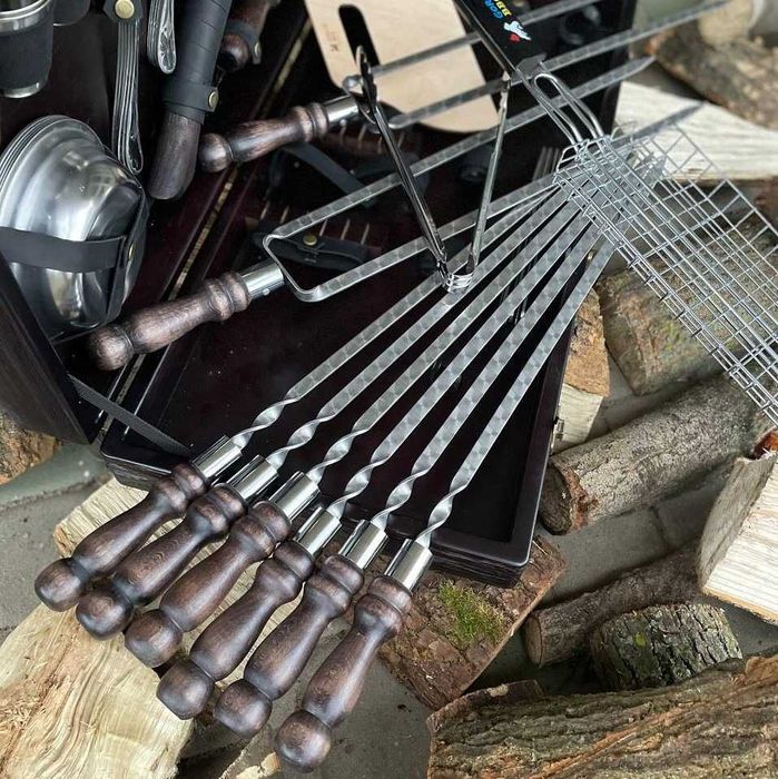 Набір шампурів Зубр BS16 Набор на подарок Шампура для шашлыка в кейсе