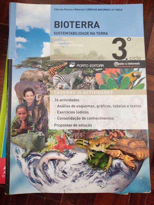 Livros escolares de diferentes anos de ensino e disciplinas