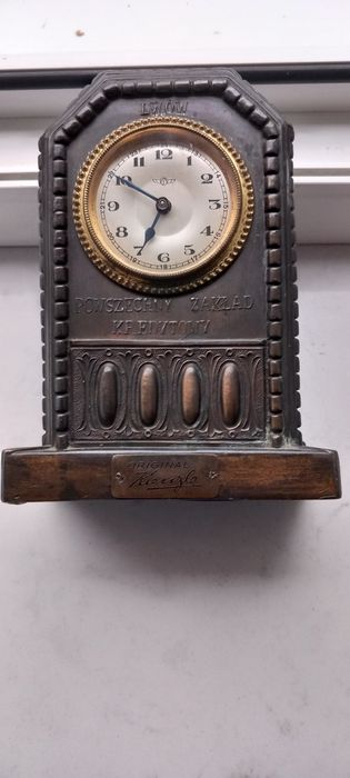 Przedwojenny polski zegar skarbonka z miasta Lwów - biały kruk. .