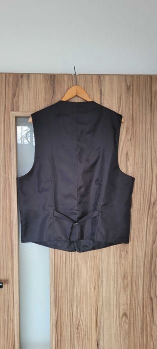 Szara ciemna  kamizelka garniturowa  wełna regulowana,roz 52(L)