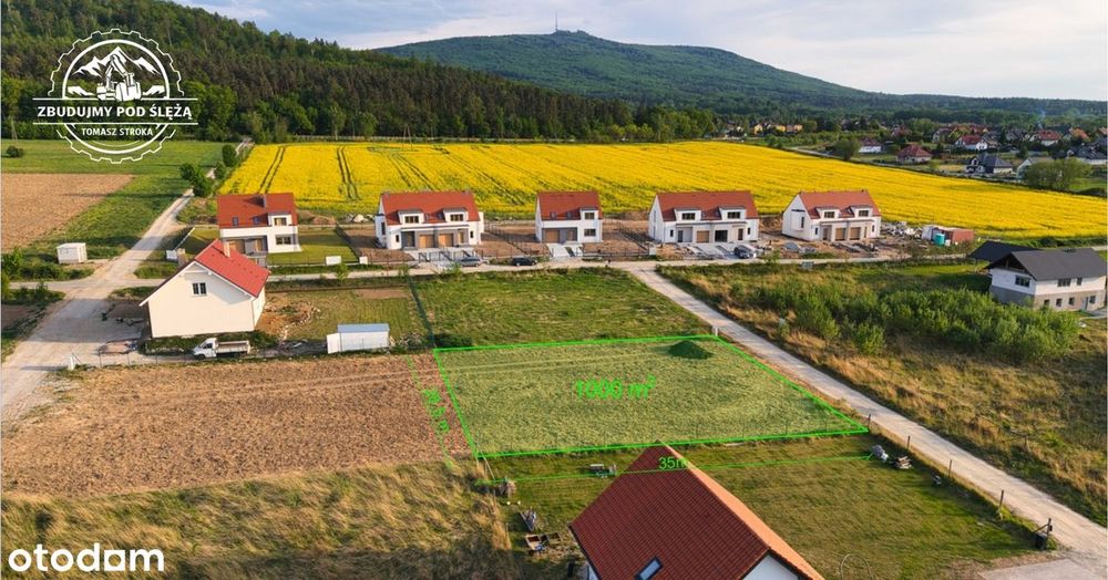 Sobótka | Działka z widokiem na Ślężę | 1000 m² | Nowe osiedle | Media