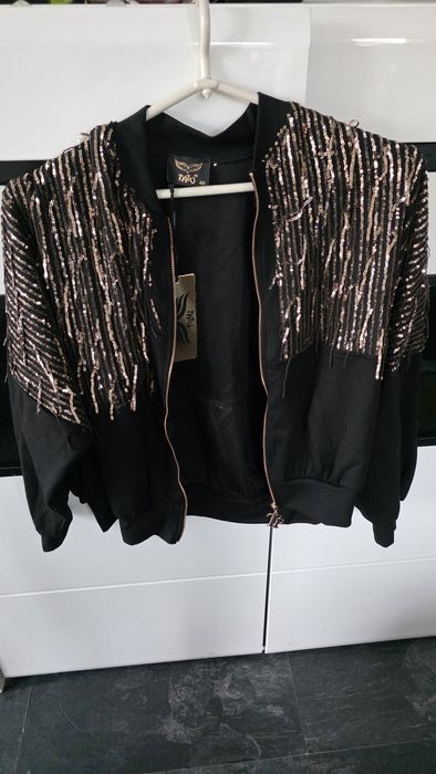 Tatu bluza damska nietoperz cekiny złoto 40