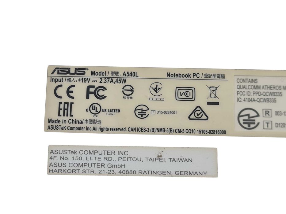 Laptop asus a540l