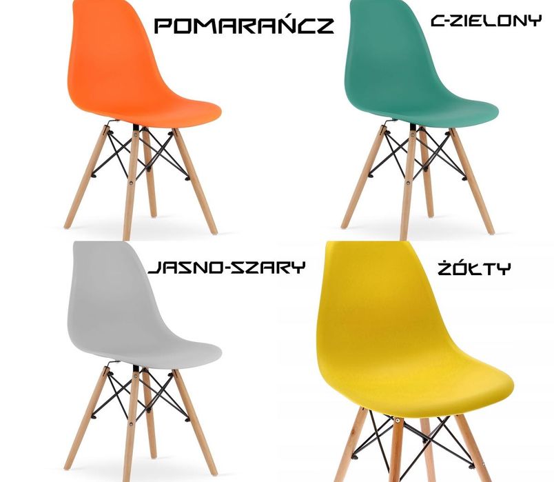 Nowy ZESTAW 4 sztuk krzeseł skandynawskich / 15 wersji kolorystycznych