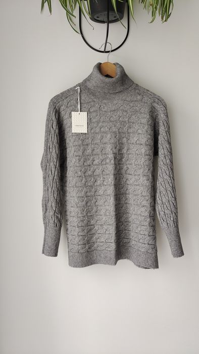 Sweter golf 38 40 szary angora wiskoza modal nowy metki