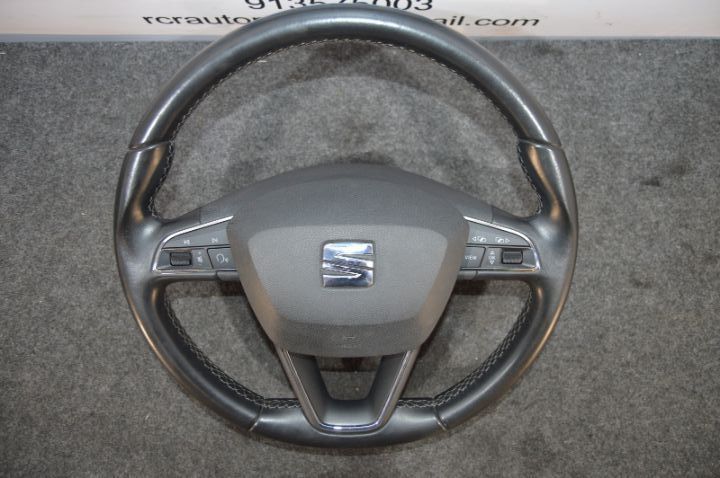 VOLANTE GUIADOR COMPLETO SEAT LEON 5F PELE COMANDOS MULTIFUNÇÕES