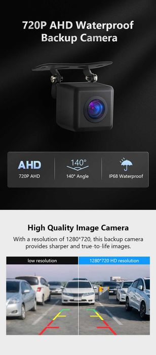 Автомобільна камера заднього виду Eonon 720P AHD з роз'ємом RCA USA