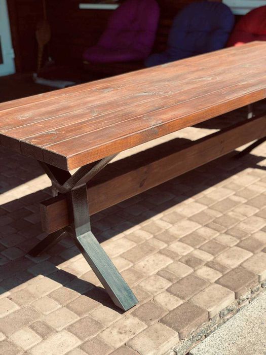 Стол 230х80 см из массива дерева и опор из металла
