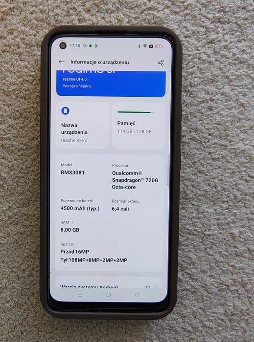 Realme 8 pro , folia na wyświetlaczu od nowości