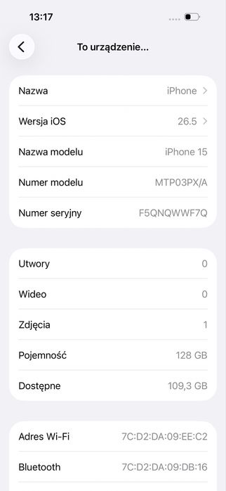 iPhone 15 128GB Black – Stan Igła! 100% org baterii