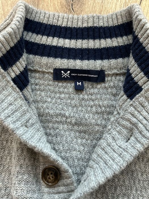 Męski wełniany szary sweter z golfem Crew Clothing Company