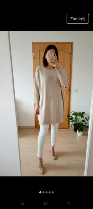 Tunika sukienka kaszmir aplikacje motylki