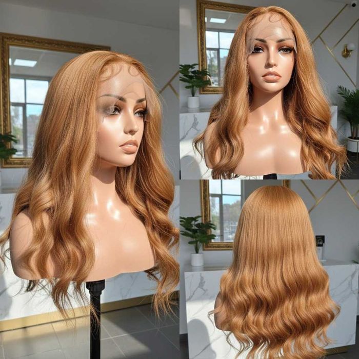 Peruka Kręcona Długa Ruda Na Siatce Lace Front Wig