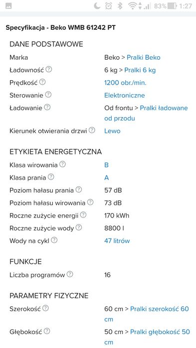 Pralka BEKO WMB 61242 PT