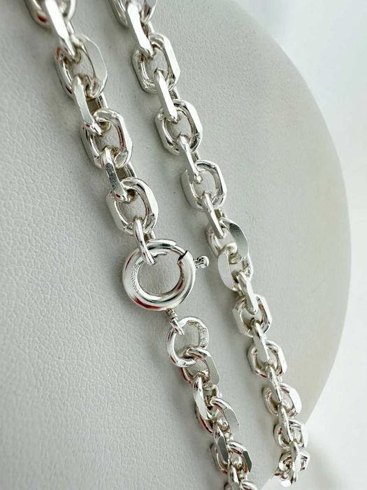 Piękny duży srebrny męski łańcuszek o splocie ankier 925