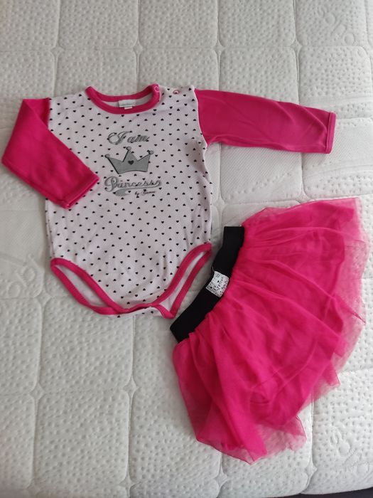 Komplet zestaw spódniczka body 74 roczek