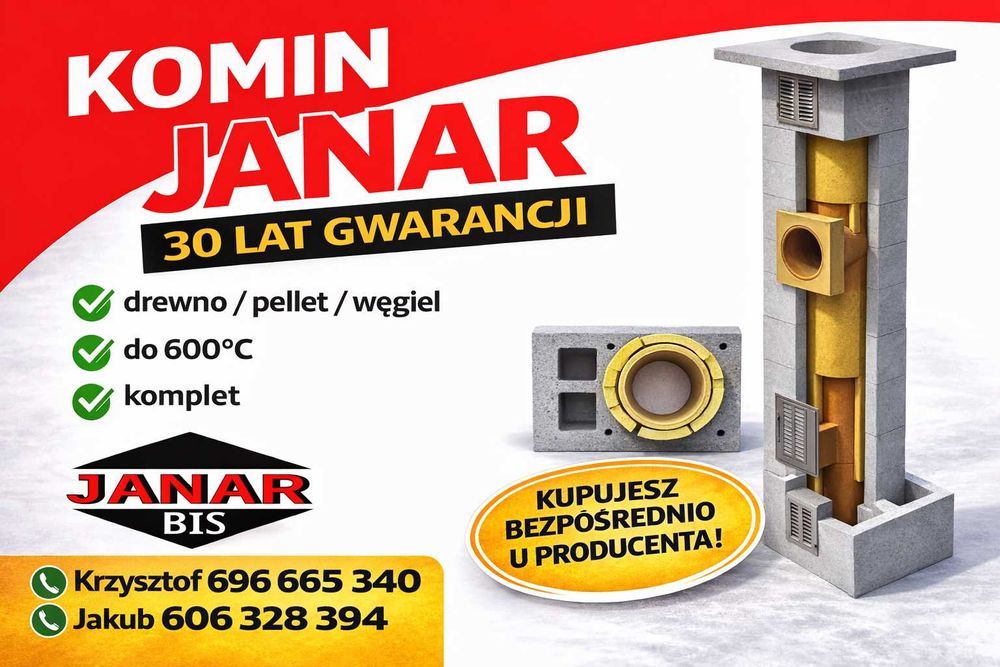 Komin systemowy ceramiczny Janar UNIWERSAL KW2 6M,każdy typ i wysokość
