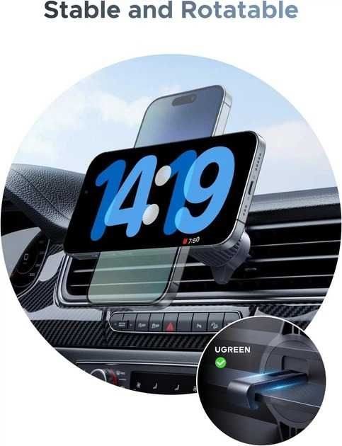 Автомобільний зарядний пристрій UGREEN W758 MagFlow 25 Вт, MagSafe Qi2.2 Apple Iphone