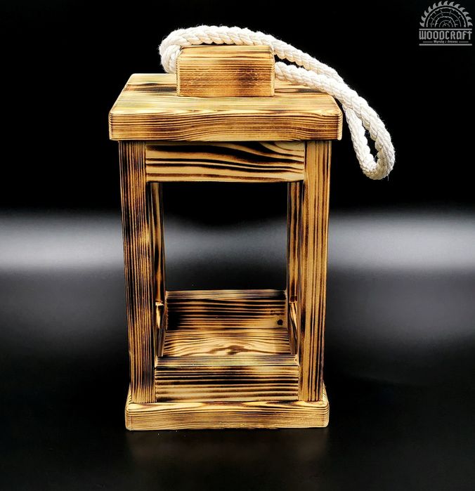 Drewniany lampion latarenka boho DIY