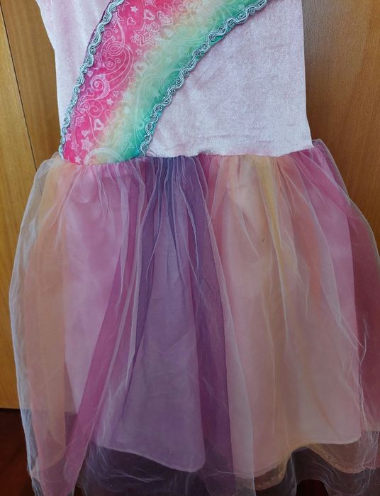 Vestido unicórnio arco íris menina 10-12 anos