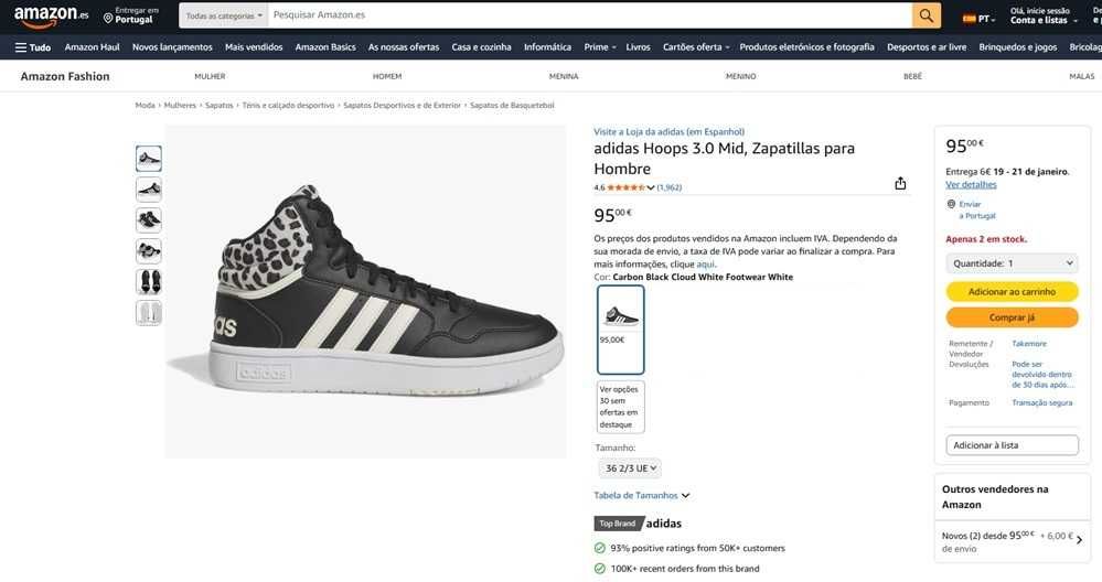 Adidas hoops 3.0 mid sapatilhas para mulher (308)